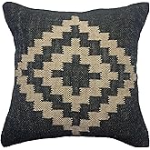 Trade Star 70% Jute and 30% Wool Handmade Pillow Cover Vintage Square Throw Cushion Case Highly Durable Beautiful Decorative Farmhouse Covers 18x18 Inches Kilim Pillow Cover (Pattern 8)
