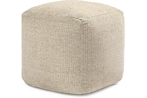 Anji Mountain 100% Handmade & Handcrafted Comfortable Home Décor Pouf Ottoman Footrest for Living Room, Bedroom, Nursery, Kidsroom, Patio Furniture - (20" x 20" x 20" - Natural)