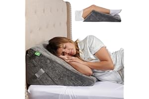 Cushy Form Wedge Pillows for Sleeping - Multipurpose Memory Foam Bed Support Rest & Knee Pillow for Back, Neck & Post-Surgery, Versatile Snoring Relief Back Pillow for Bed - Gray﻿