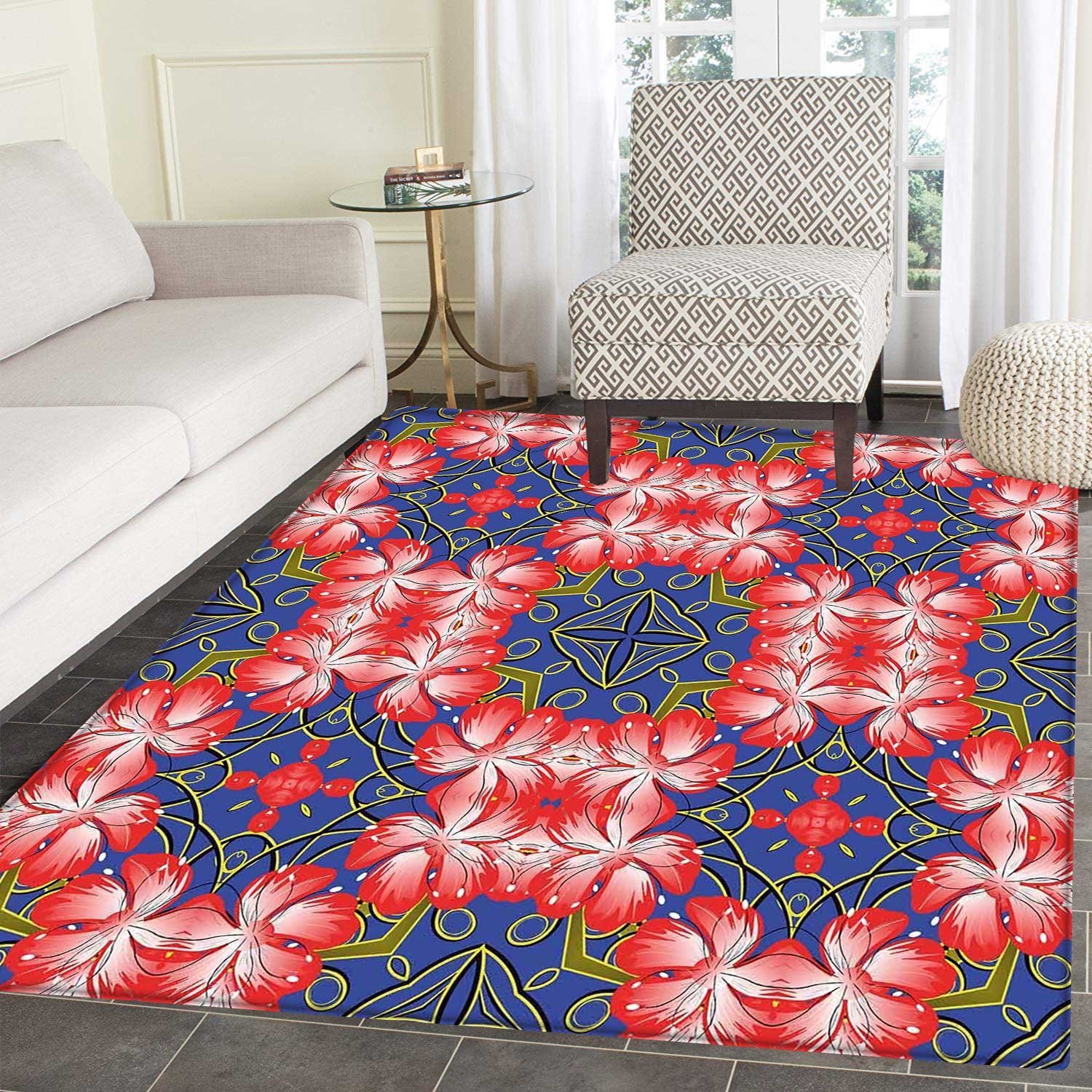 Amazon Com Floral Rugs For Bedroom Blooms Pattern On