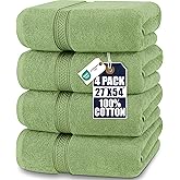 Utopia Towels 4 Pack Premium Bath Towels Set, 27 by 54 Inches, 100% Ring Spun Cotton 600GSM, Lightweight and Highly Absorbent Quick Drying Towels, Perfect for Daily Use, Sage Green