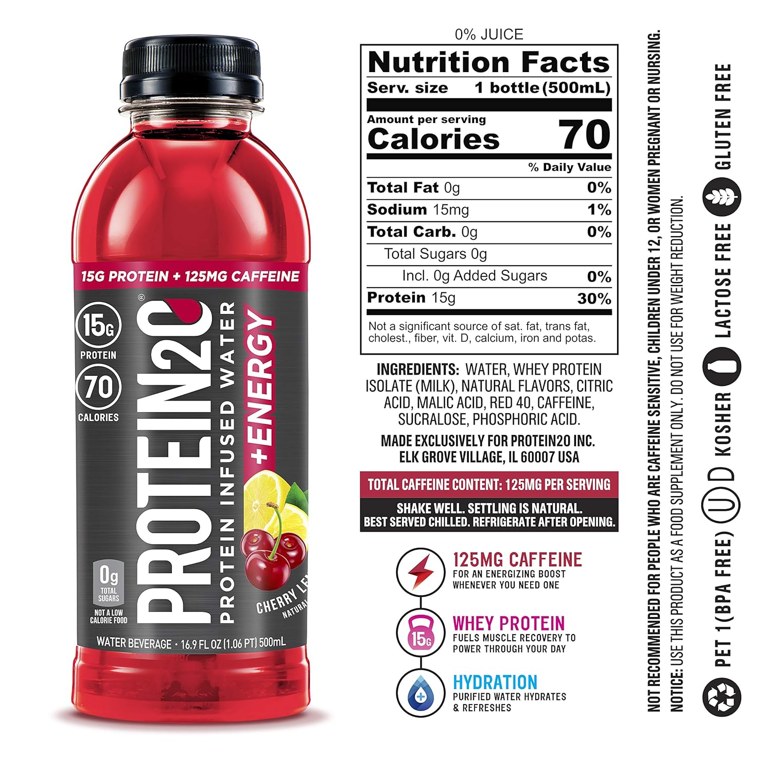 Protein2o Low Calorie Whey Protein Drink Plus Energy, Variety Pack, 16.9 Oz 12Count : Grocery & Gourmet Food