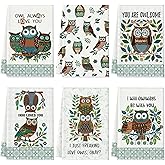 Bencailor 6 Pack Decorative Kitchen Towels Sets Hand Dish Towels Farmhouse Funny Southwest Aztec Rose Design Bathroom Tea Cloth for Home Supplies 16" x 24"(Green,Owl)
