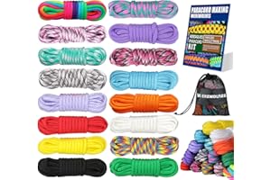 WEREWOLVES 16 Colors Paracord Cord, 550 Paracord Bracelet Crafting Combo Kits with Instruction - Multifunction Paracord Ropes, 10 Feet Each Parachute Cord for DIY Manual Braiding Supplies