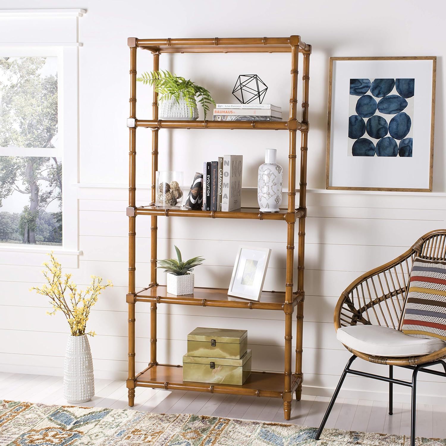 Safavieh Home Collection Ebo Modern Coastal 4 Tier Etagere, Brown