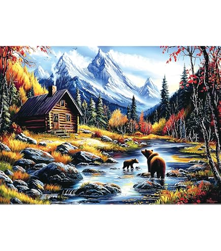 Cobble Hill Puzzle 1000 Pezzi 'Bear Night' – Realizzato In USA Con Carta Di Lino E Materiali Riciclati, Dimensioni Finali 67.6x49 Cm