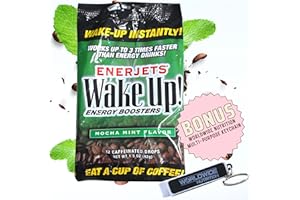 WORLDWIDE NUTRITION World Wide Nutrition Enerjets Wake Up Energy Booster Caffeinated Drops - Instant Coffee Supplements - Mocha Mint Flavor - Pack of 12, Per Package with Worldwide Multi Purpose Key Chain