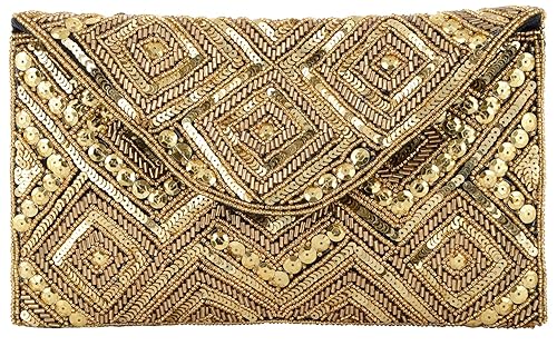 DUCHESS Womens Cotton Clutch (Stunning Gold)