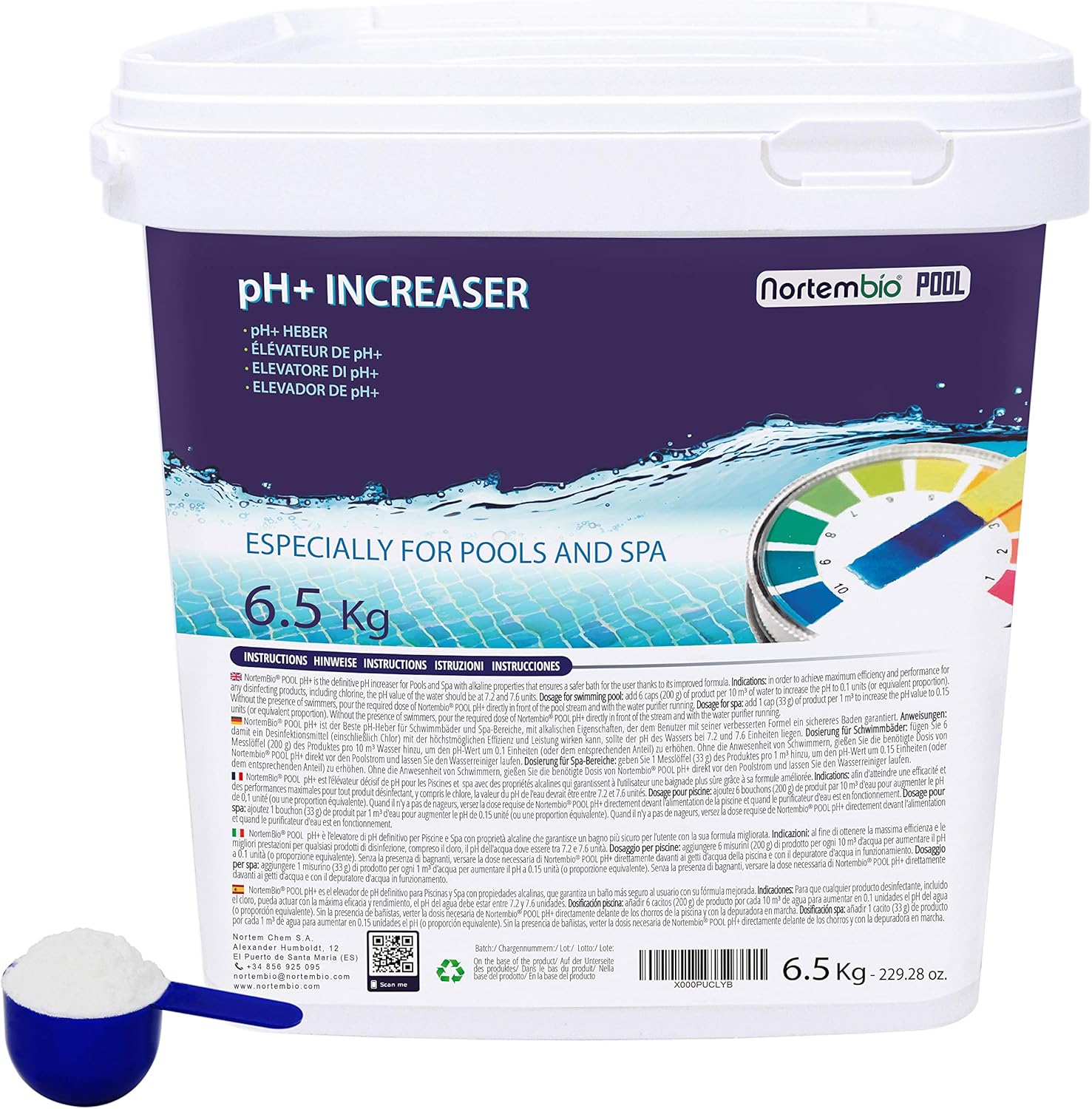 Nortembio Pool pH+ Plus 6.5 kg, Natural pH Increaser for Swimming Pool