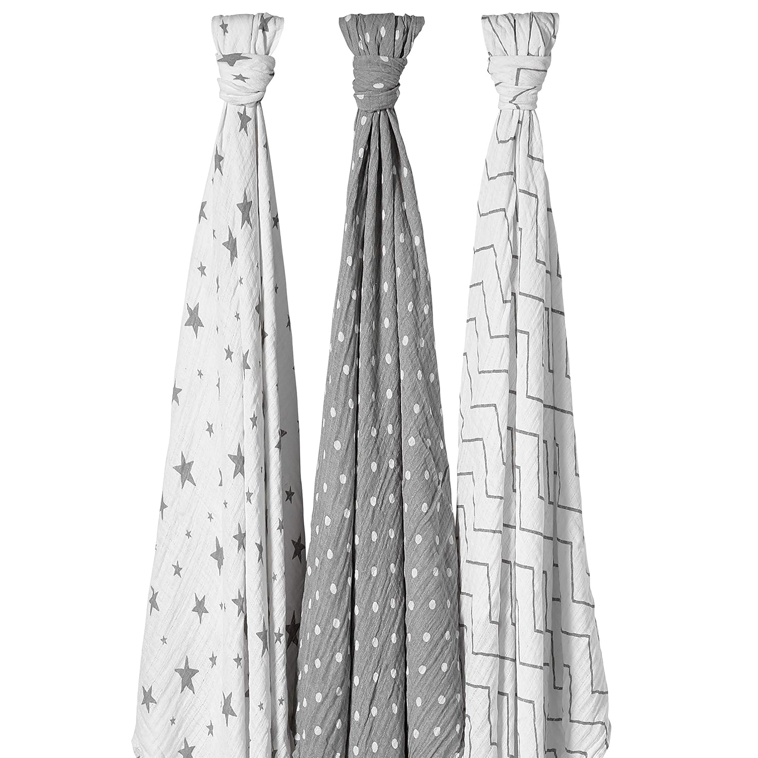 Bloomsbury Mill Pack of 3 x Large Muslin Swaddles Pram & Nursing