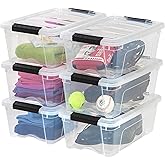 IRIS USA 12 L Plastic Storage Box with Lid and Latches - 6 Pack - BPA-Free, See-Through Organizing Solution, Durable Nestable