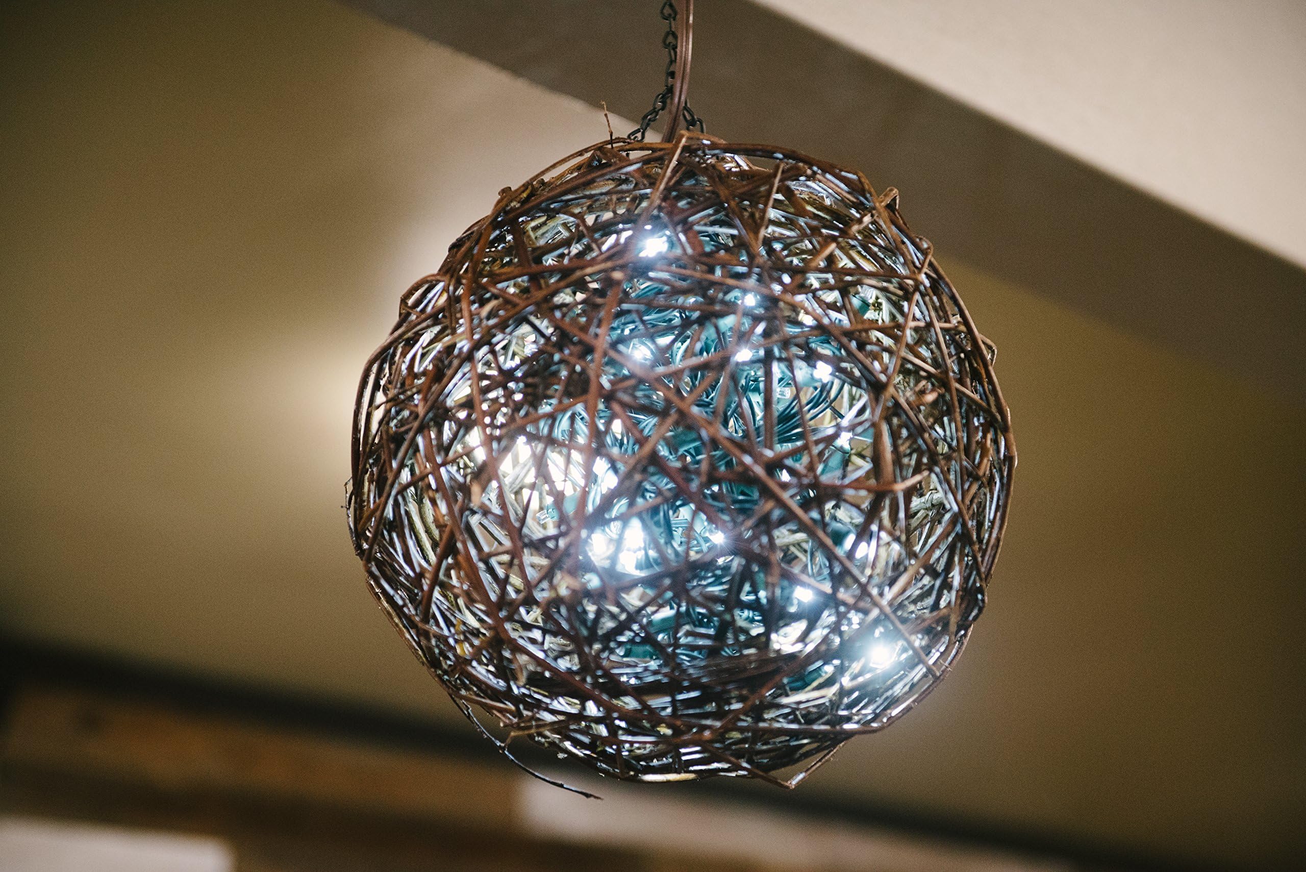 Willowbrite Globe (18", Cool White) Natural Willow Branch LED Pendant Lamp, Christmas Decor, Night Globe, Romantic Lantern for Wedding, Holiday, Patio, Outdoor, Rattan, Grape