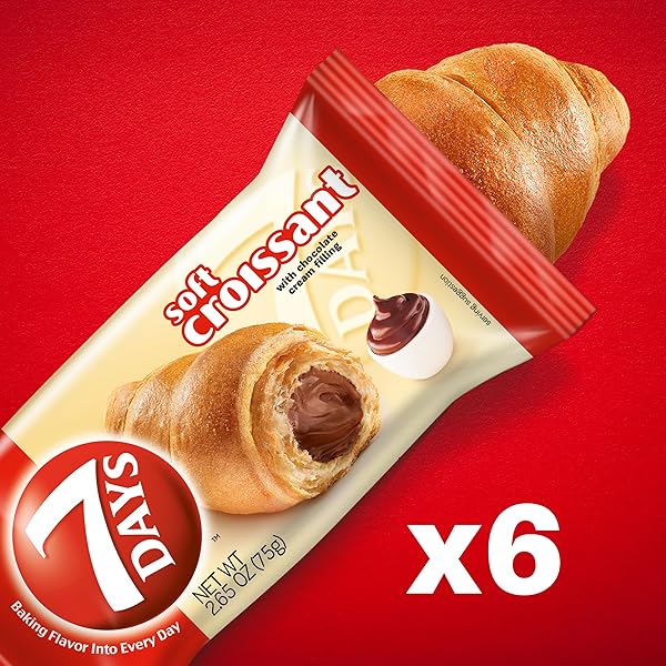 7DAYS SOFT CROISSANT, CHOCOLATE CROISSANT, BREAKFAST PASTRY, INDIVIDUALLY WRAPPED ON THE GO SNACK, NON-GMO