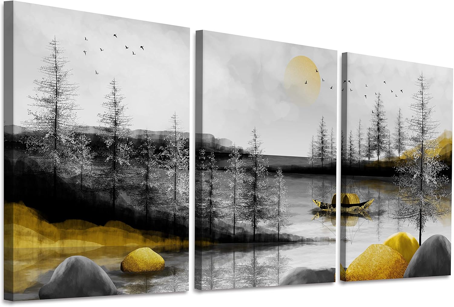 Canvas Wall Art for living room family wall decorations for Bedroom modern bathroom Wall decor paintings Black and white Forest pictures Artwork Office abstract Canvas art prints Home decor 3 piece
