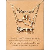 PANTIDE 3Pcs Constellation Zodiac Layer Necklaces for Women Girls, Retro 14K Gold Plated 12 Constellation Pendant Necklace Exquisite Letter Horoscope Old English Zodiac Sign Jewelry Birthday Gift