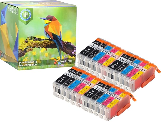 Ink Hero 20-Stück Tintenpatronen Preimum CLI-571 PGI-570 PIXMA MG5750 MG5751 MG5752 MG5753 MG6850 MG6851 MG6852 MG6853 TS5050