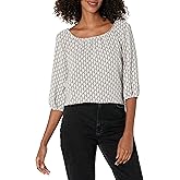 Star Vixen Womens 3/4 Sleeve Peasant Elastic-Hem TopBlouse