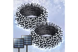 JMEXSUSS 2 Pack Solar String Lights Outdoor Waterproof, Total 400 LED 151FT Solar Christmas Lights, 8 Modes White Solar Lights for Outside Patio Yard Tree Garden Christmas Decorations