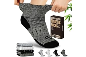 NOLUNT Diabetic Socks for Men,4 Pairs Non Binding Ankle Mens Diabetic Sock Size 6-9 9-12(White+Grey+Yellowish Cyan+Black-Large)