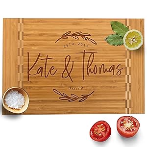 Personalized Cutting Board, 12 Designs & 3 Sizes, Bamboo Cutting Board, Wedding Gifts for Couple, Housewarming Gift & Kitchen Sign - Butcher Block Inlay Board #G