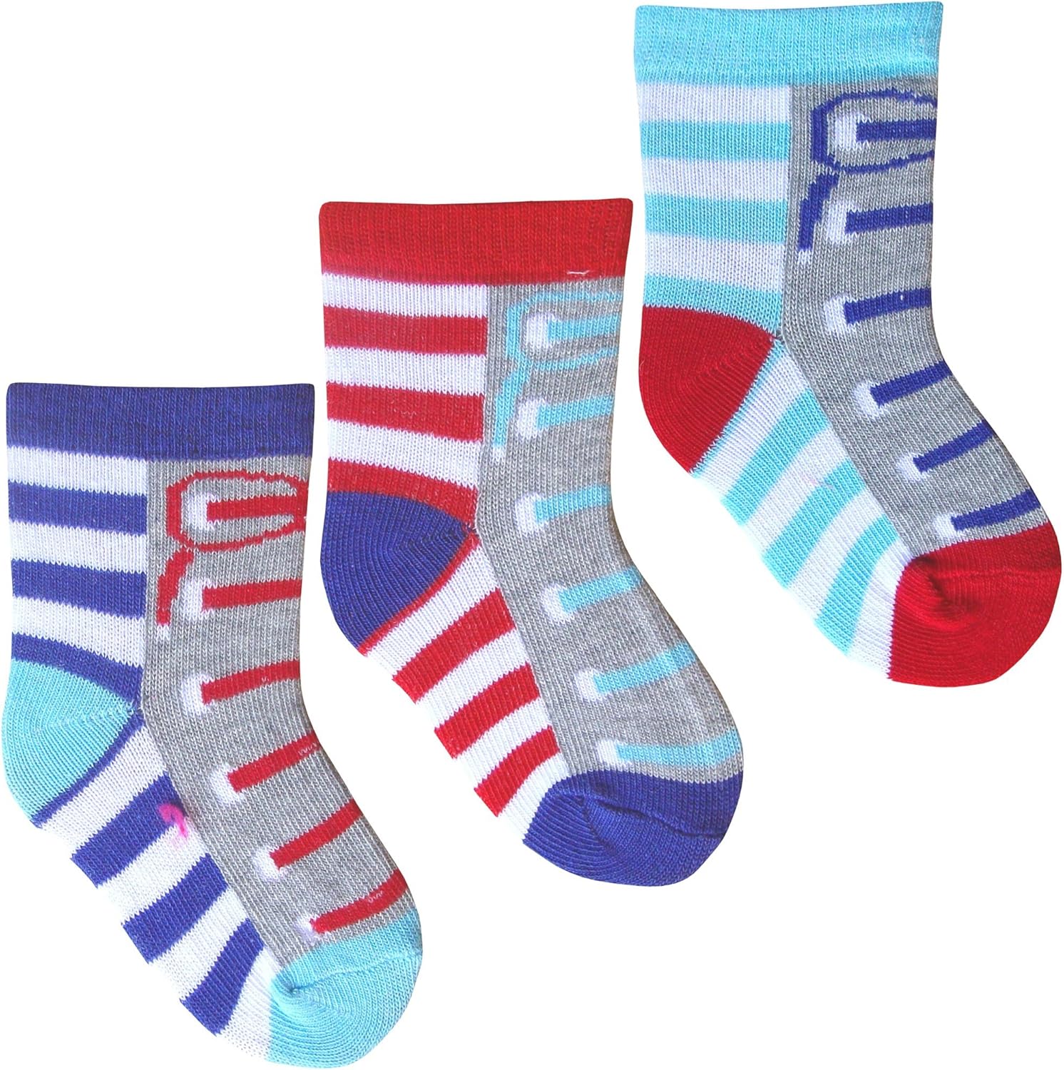 Baby Boys Super Soft Cotton Rich Trucks & Stripes Socks (3 Pair Multi