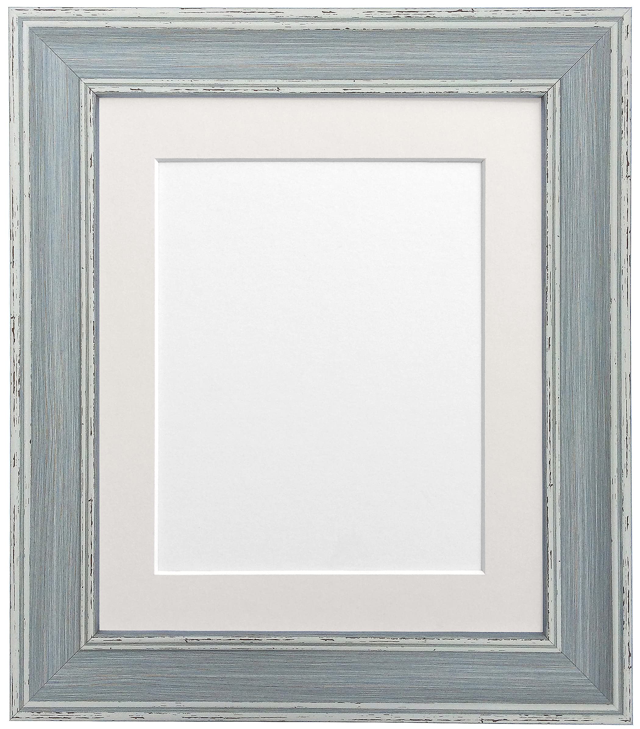 FRAMES BY POST Scandi Vintage Picture Photo Frame, Recycled Plastic, Distressed Blue with Ivory Mount, 6 x 4 Image Size 4.5 x 2.5 Inch