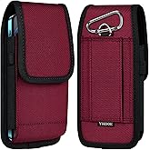 ykooe Cell Phone Pouch Nylon Belt Holster Case Compatible with iPhone 17 16 15 14 13 12 11 & Pro Models, Samsung Galaxy S20 S21 S22 S23 S24 S25, Red–L