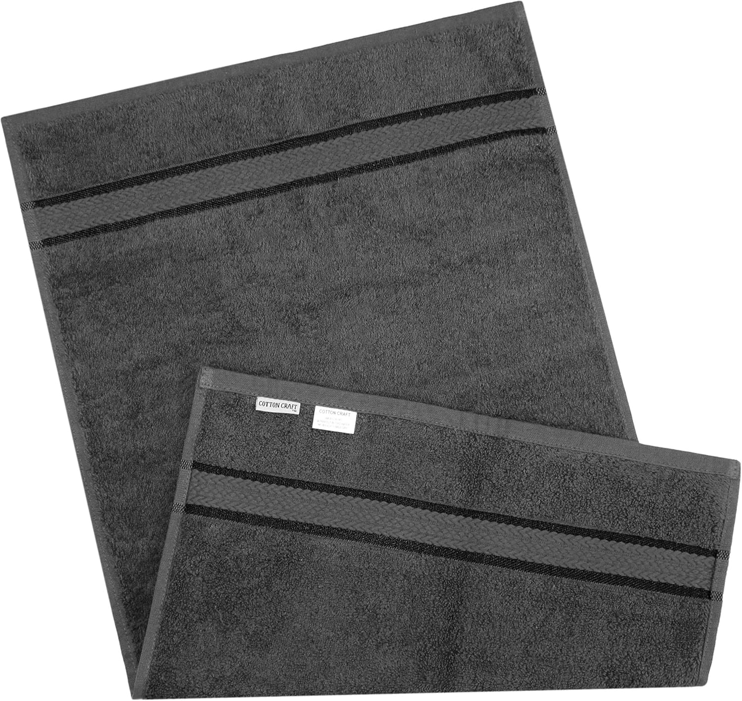 COTTON CRAFT Ultra Soft Luxury 6 Piece Ringspun Cotton Towel Set, 580GSM, Heavyweight, 2 Bath Towels, 2 Hand Towels, 2 Washcloths, Charcoal Grey: Home & Kitchen