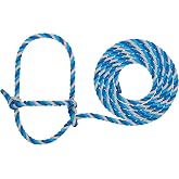 Weaver Livestock Braided Poly Rope Cattle Halter, Adjustable Cow Calf Halter, Livestock Handling Equipment for Showing, Dark Blue/Hurricane Blue/Gray
