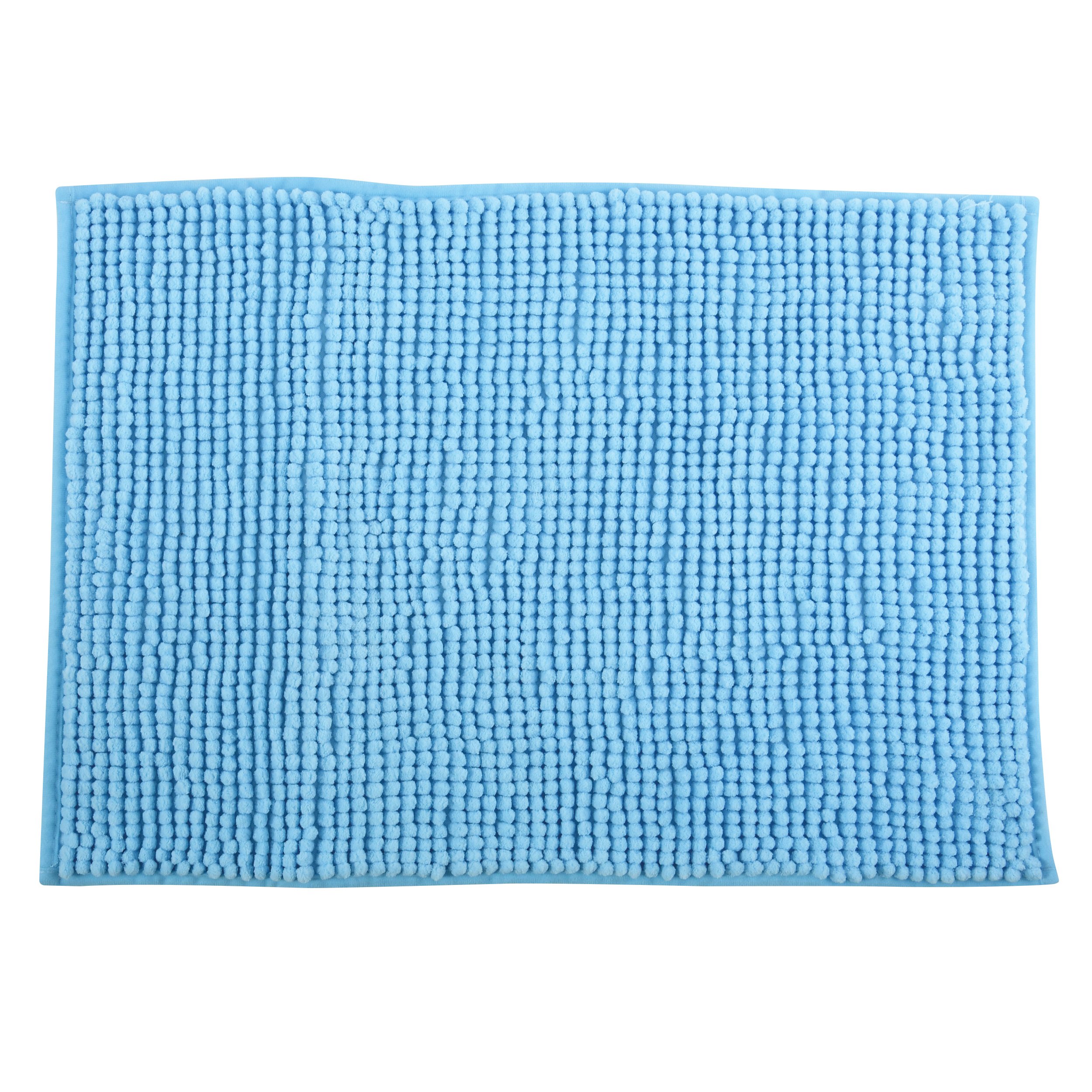 MSV Chenille Deep Pile Bath Mat 40 x 60 cm - Light Blue
