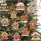 Gingerbread House Ornaments Christmas Tree Decoration - 12pcs Gingerbread House Christmas Decorations Hanging Ornaments for Holiday Xmas Tree Home Decor