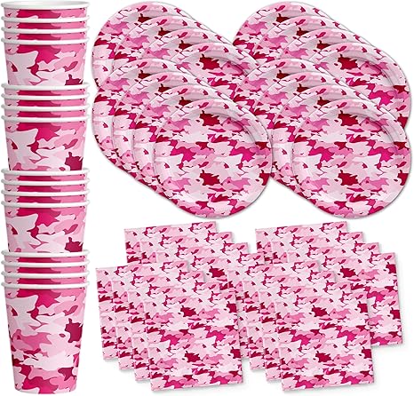 Birthday Galore Pink Camo Birthday Party Supplies Set Plates