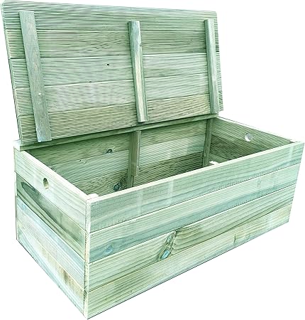 Baúl/banco de madera tratada para el exterior