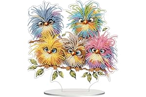 JJFox DIY Tabletop Diamond Art Painting Kit，Desktop Ornament Special Shaped Rhinestone Desk Placement Ornament，Home Stand Up Gem Painting Craft Kit，Gift，Double Sided (Bird)