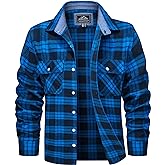 MAGCOMSEN Men's Flannel Shirts Cotton Long Sleeve Plaid Shirt Casual Fashion Button Up Shirts Jackets with 2 Pockets