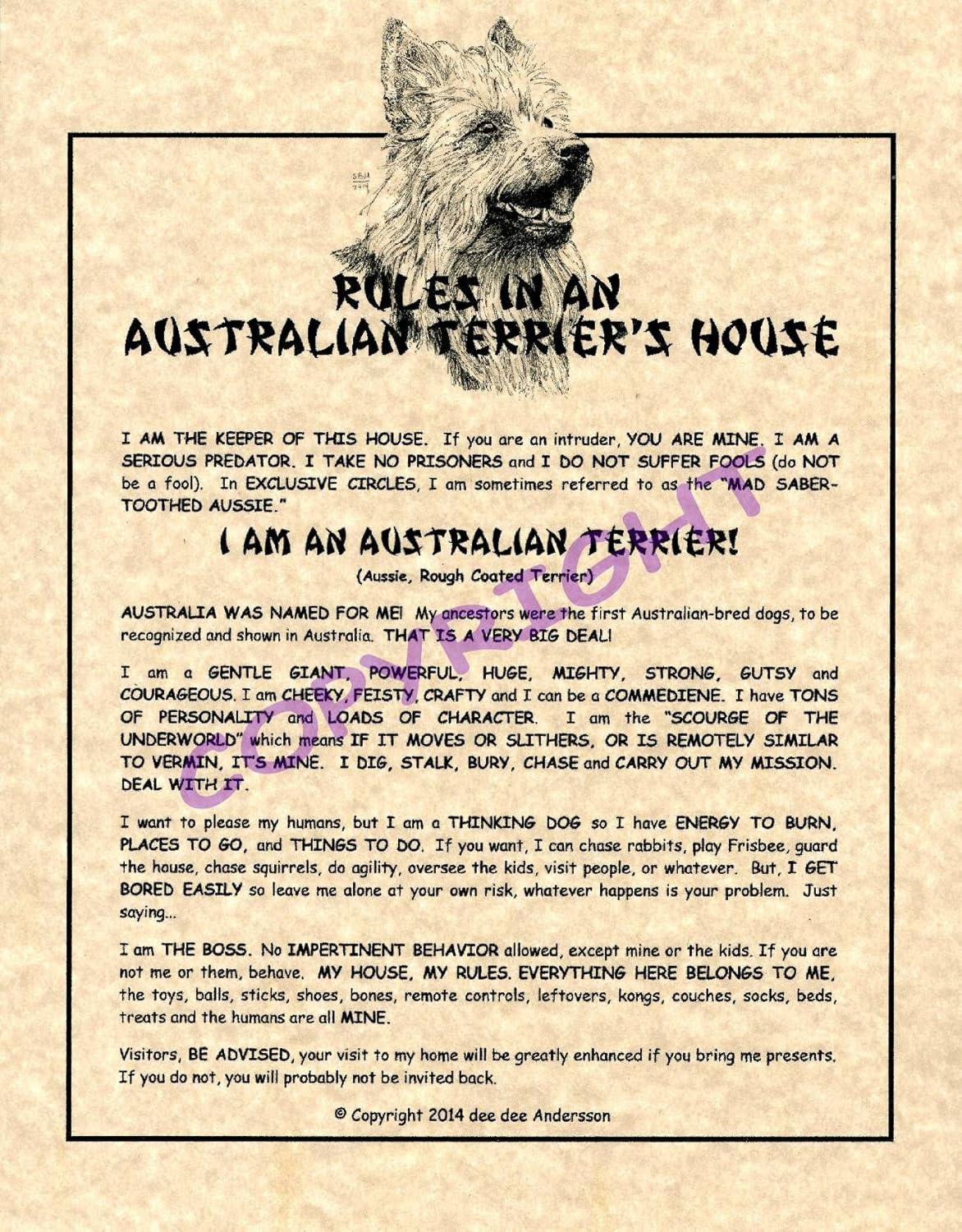 Amazon Com Rules In An Australian Terrier S House Posters Prints