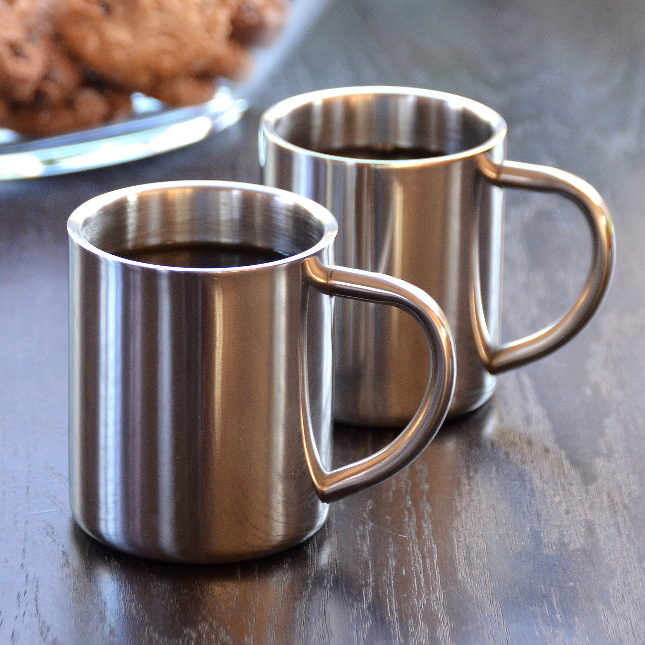 QIUQIU Set of 2 Stainless Steel Thermal Coffee Mugs