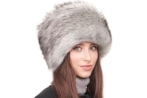 Futrzane Classic Cossack Hat - Faux Fur Hats for Women - Warm Furry Russian Hat