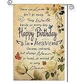Happy Birthday in Heaven Banner Funeral Memorial Flags Cemetery Funeral Sign Memorial Garden Flags