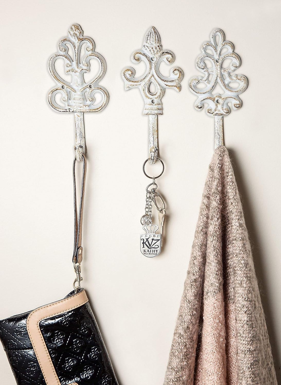 Antique Chic Cast Iron Decorative Wall Hooks, Rustic, Shabby French Country Charm, Large Decorative Hanging Hooks, Set of 3 - Image 4
