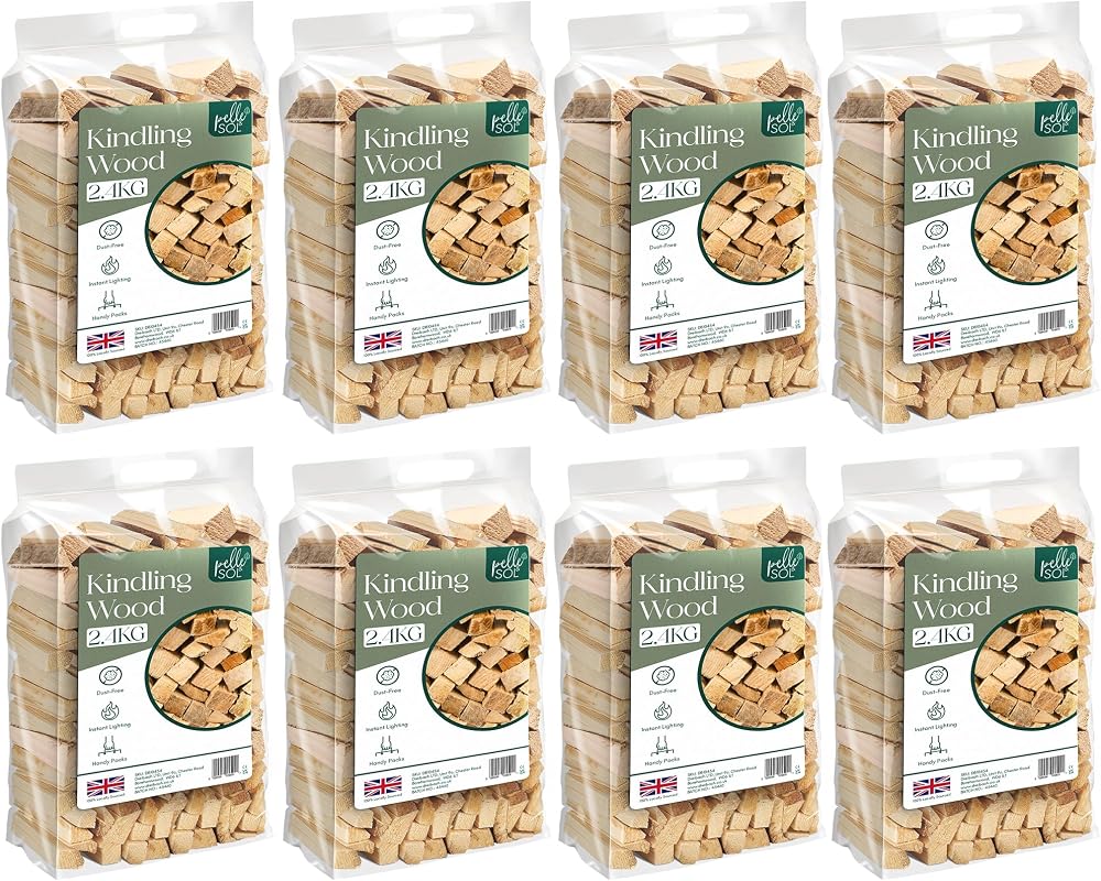 Pelle & Sol Kindling Wood 8 Pack 2.4 Kg Kiln Dried Smokeless Fire Logs