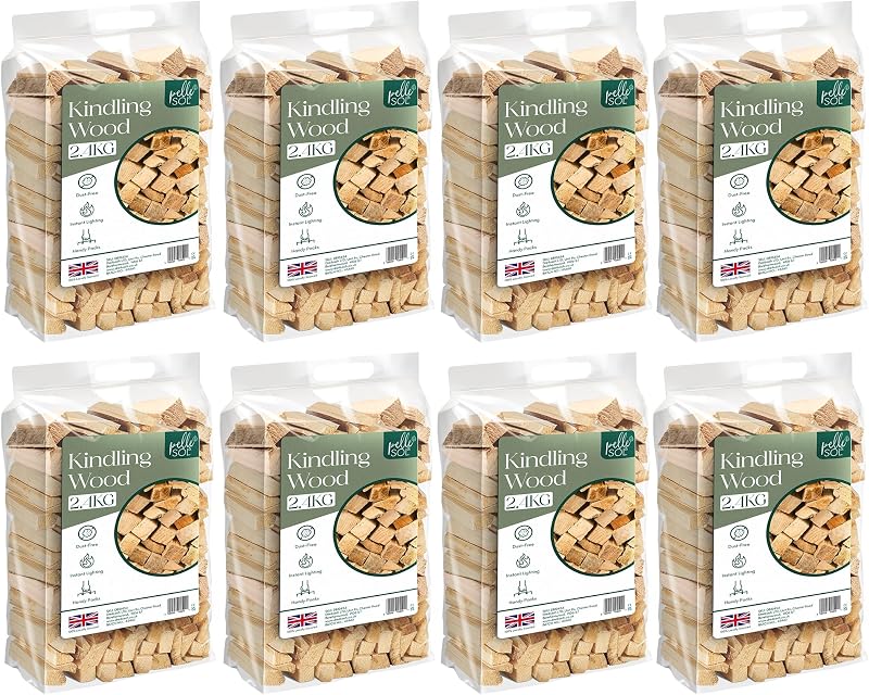 Pelle & Sol Kindling Wood 8 Pack 2.4 Kg Kiln Dried Smokeless Fire Logs