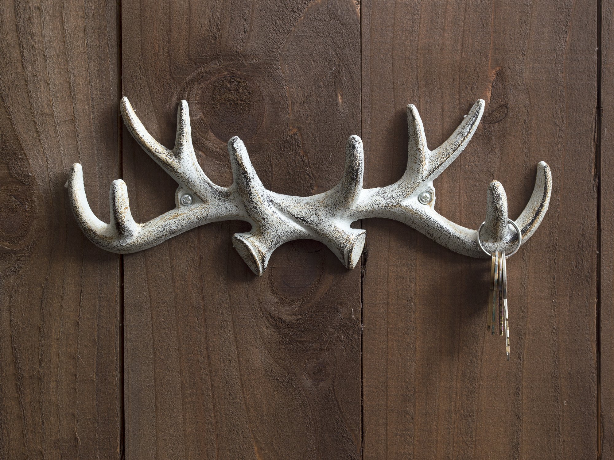 Comfify Vintage Cast Iron Deer Antlers Wall Hooks Antique Finish Metal