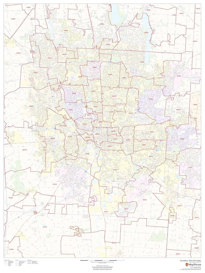 Columbus Ohio Area Zip Code Map