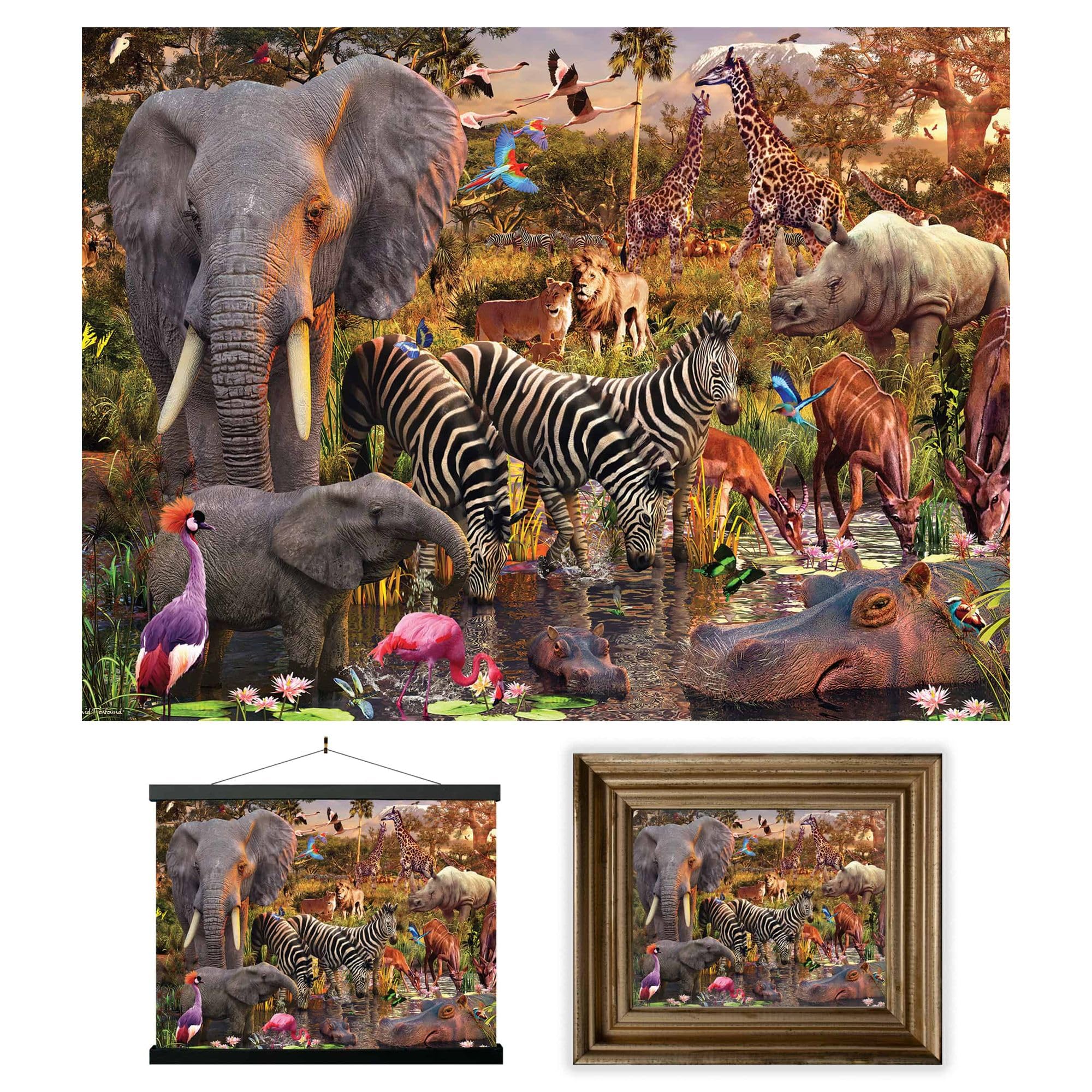 3D LiveLife Lenticular Wall Art Prints - Waterhole from Deluxebase. Unframed 3D Safari Animal Poster. A perfect wall filler. Original artwork licensed from renowned artist, David Penfound — image 1
