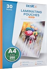 Deskit A4 Laminating Pouches Gloss 250 Micron 30 Sheets Clear view 2