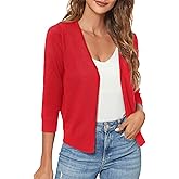 Urban CoCo Women's 3/4 Sleeve Shrugs Open Front Cropped Sweater Cardigan