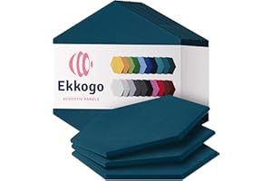 Ekkogo Acoustic Panels 12-Pack Soundproof Wall Panels 12''X10''X0.4'' Sound Panels High Density Sound Dampening Panels - [Ocean Turquoise Hexagon]