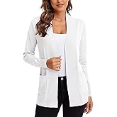 Urban CoCo Women's Lightweight Open Front Knit Cardigan Sweater Long Sleeve with Pocket