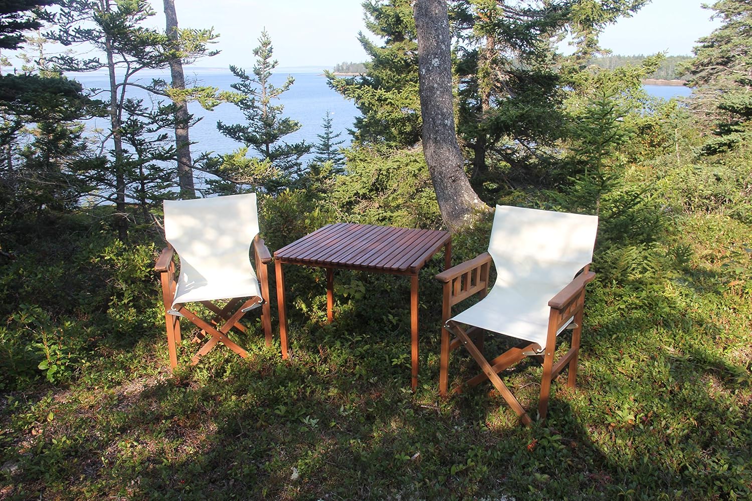 BYER OF MAINE, Pangean Campaign Chair, 20" D x 23.5" W x 36" H, Holds Up to 250 lbs, Hardwood, Perfect for Patio/Deck, Wood Folding Chairs, Patio Chair, Deck Chair, Wood Camp Chair, Natural, Single: Furniture & Decor